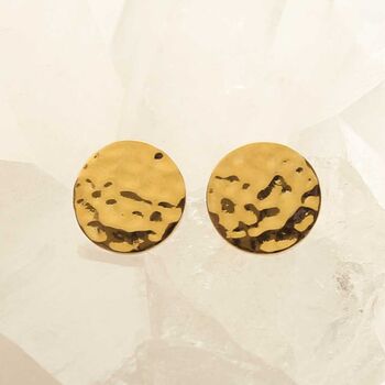 Sterling Silver Hammered Disc Studs, 5 of 11