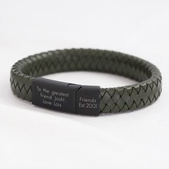 Men's Personalised Woven Leather Bracelet, 9 of 12