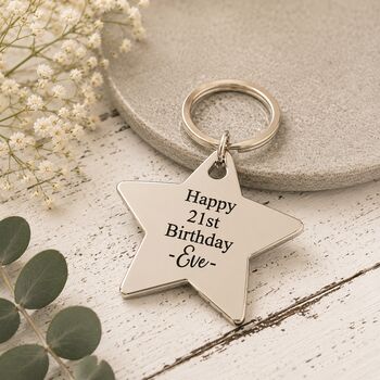 Personalised 18th Birthday Silver Star Keyring, 3 of 5