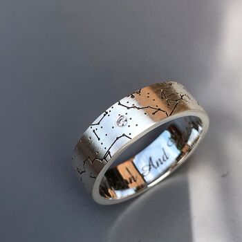 Custom Men's Star Map Engagement And Wedding Ring, 4 of 8