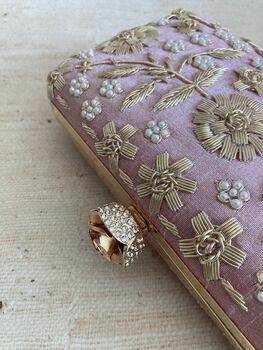 Dark Pink Handcrafted Rectangular Clutch Bag, 9 of 10