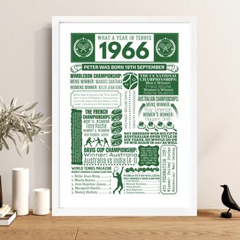 Personalised 60th Birthday Tennis Print, Custom Gift, 2 of 12