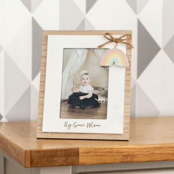 Personalised New Baby Gift Rainbow Photo Frame, 4 of 4
