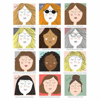 Personalised Female Face Portrait Print, 4 of 5
