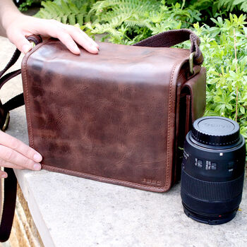 Personalised Vintage Leather Camera Bag, 2 of 12