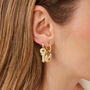 Lock Gold Color Hoop Sterling Silver Earring, thumbnail 5 of 12