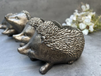 Distressed Silver Hedgehog Planter Cute 33cm Plant Pot, 9 of 12