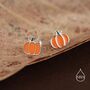 Sterling Silver Enamel Pumpkin Stud Earrings, thumbnail 1 of 12
