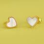 Gold Pearl Heart Studs, thumbnail 2 of 8