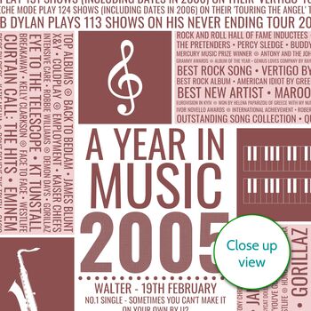 Personalised 21st Birthday Print 2005 Music Year Gift, 11 of 12