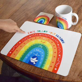 Personalised Rainbow Placemat And Mug Gift Set, 3 of 12