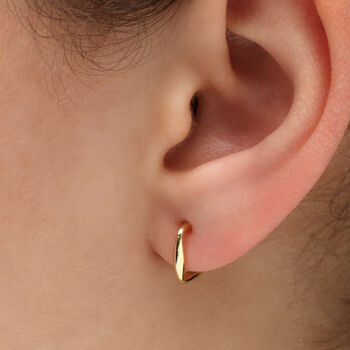 18ct Gold Plated Or Silver Square Huggie Hoop Earrings, 2 of 6