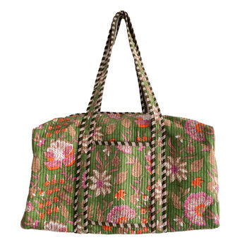 Weekend Duffle Bag | Green Block Print Floral, 6 of 8