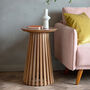 Natural Wooden Slatted Round Side Table, thumbnail 1 of 2