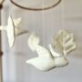 Linen Bird And Leaf Mobile Nursery Decor, thumbnail 7 of 9