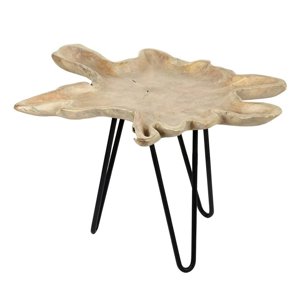 Wood Top Side Table With Metal Pin Legs By Lime Tree London