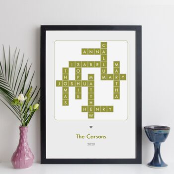 Personalised Family Names Contemporary Crossword Print, 5 of 11