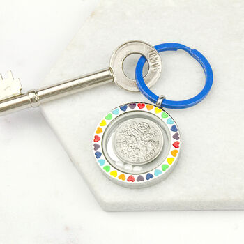 Something Old, New, Borrowed, Blue Bridal Sixpence Keyring, 3 of 12