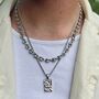 Silver Hammered Pendant And Mariner Chain Necklace Set For Men, thumbnail 9 of 10