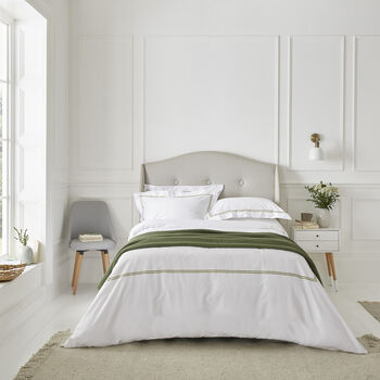 Lexington Olive Green Two Line Sateen Bed Linen, 8 of 12