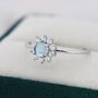 Genuine Blue Aquamarine Halo Ring Sterling Silver, thumbnail 3 of 12