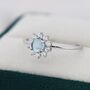 Genuine Blue Aquamarine Halo Ring Sterling Silver, thumbnail 3 of 11