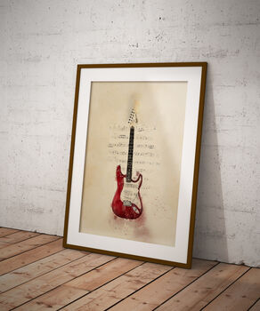 Electric Guitar Watercolour Style Print, 2 of 3