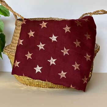 Antique Stars Print Scarf In Maroon, 4 of 4