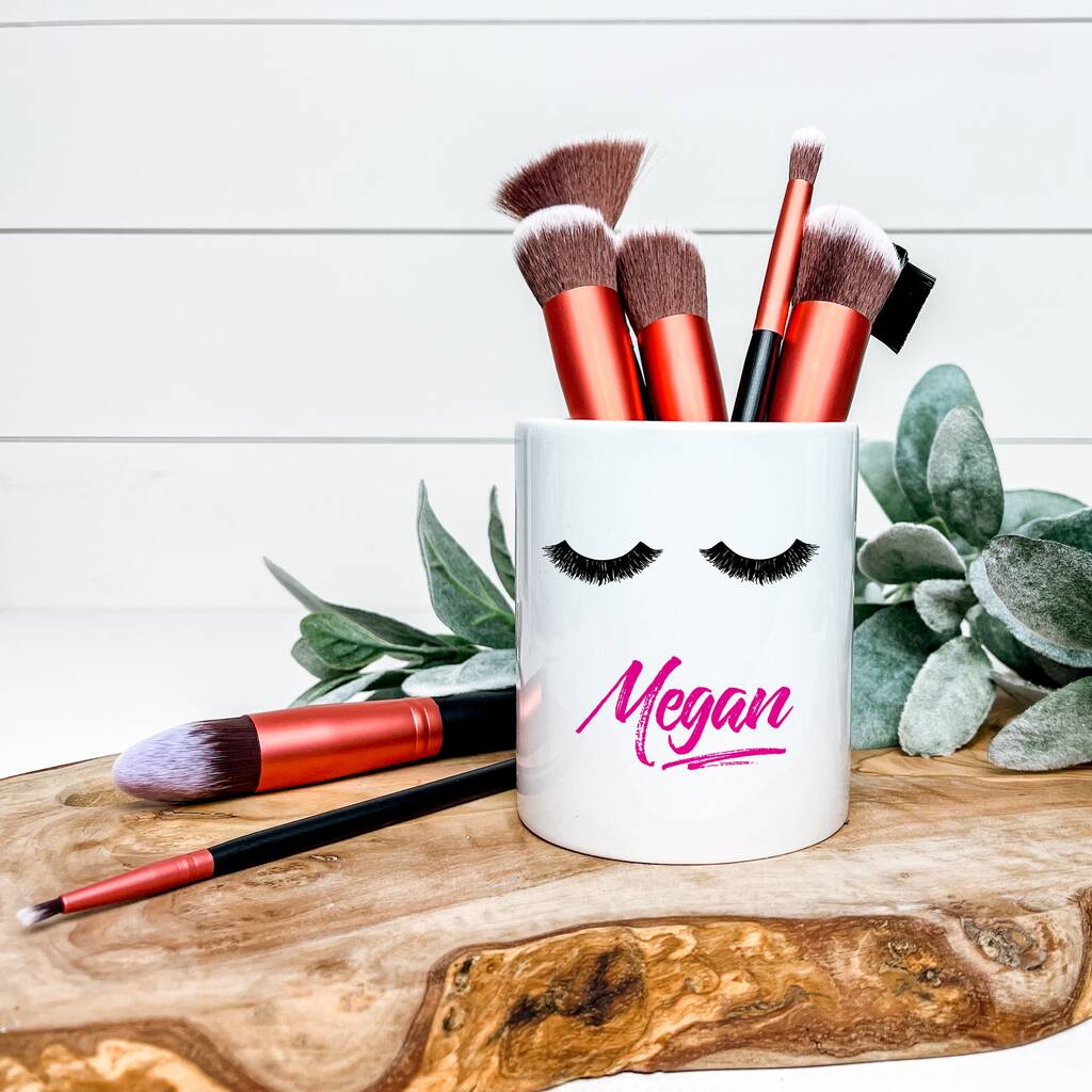 Makeup Brush Pot, Ceramic Pot, Gift for Her, Personalized, eyelash Makeup  Pot, custom brush pot