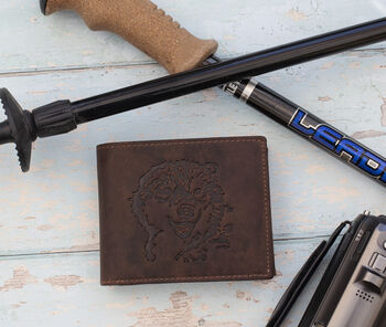 Men's Leather Wallet Embossed Bear Design Rfid, 3 of 8