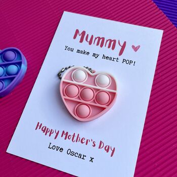 Mummy/Mum Heart Pop Fidget Toy Mother's Day Card, 3 of 3