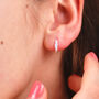 Sterling Silver Petite Textured Huggie Hoop Earrings, thumbnail 3 of 6