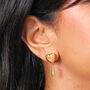 Heart And Teardrop Stud Earrings In Gold, thumbnail 2 of 4