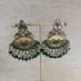 Emerald Green Peacock Dangle Indian Earrings, thumbnail 3 of 7