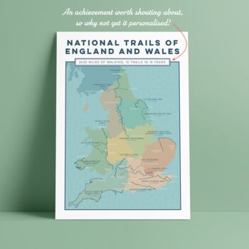 Personalised National Trails Hiking Map Art Print, 4 of 7