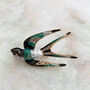 Enamel Swallow Brooch With Diamante, thumbnail 1 of 8
