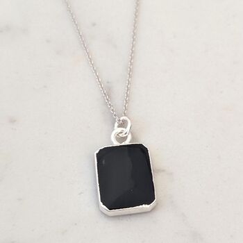 'The Rectangle' Black Onyx Sterling Silver Necklace, 5 of 8
