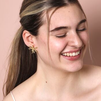 Oversized Sea Flower Stud Earrings In Gold, 3 of 3