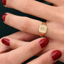 Personalised Ladies 9ct Yellow Gold Square Signet Ring, thumbnail 1 of 5