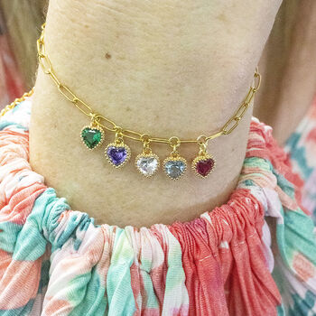 Charm Bracelet With Family Birthstone Hearts, 3 of 6