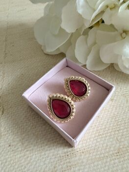 Dark Pink Gold Pearl Stud Earrings, 3 of 5