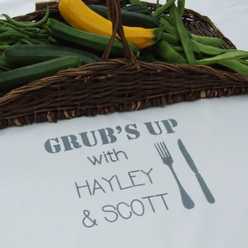 Personalised Organic Cotton Grub's Up Tablecloth, 6 of 7