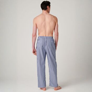 Men's 'Navy Spark' Stripe Crisp Cotton Pyjama Trousers, 3 of 4