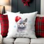 Personalised Christmas Cat Santa Hat Cushion Cover, thumbnail 10 of 11