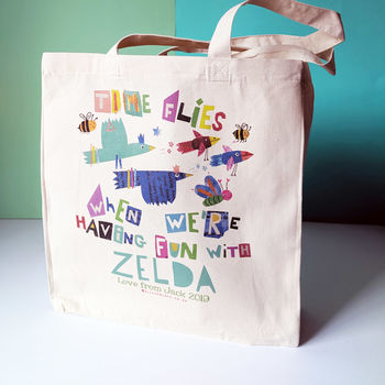 Personalised Time Flies With A Fun Teacher Bag, 6 of 9