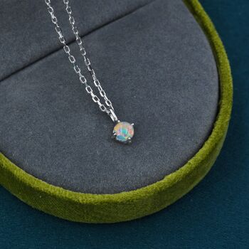 Tiny Opal Pendant Necklace In Sterling Silver, 6 of 10