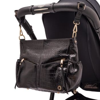 Sale Lennox Midi Black Embossed Leather Handbag, 9 of 9