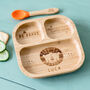 Personalised Lion Bamboo Suction Plate And Spoon, thumbnail 1 of 7