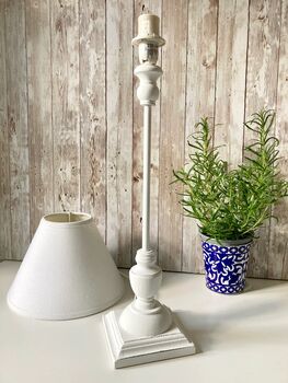 54cm Slim White Wooden Table Bedside Lamp With Shade 54cm Home Decor, 3 of 11