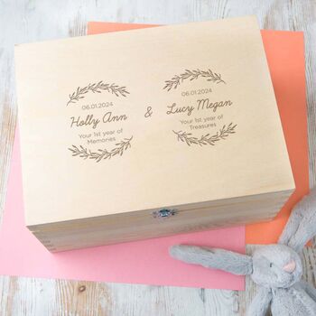 Personalised Twin Baby Keepsake Box, 4 of 12